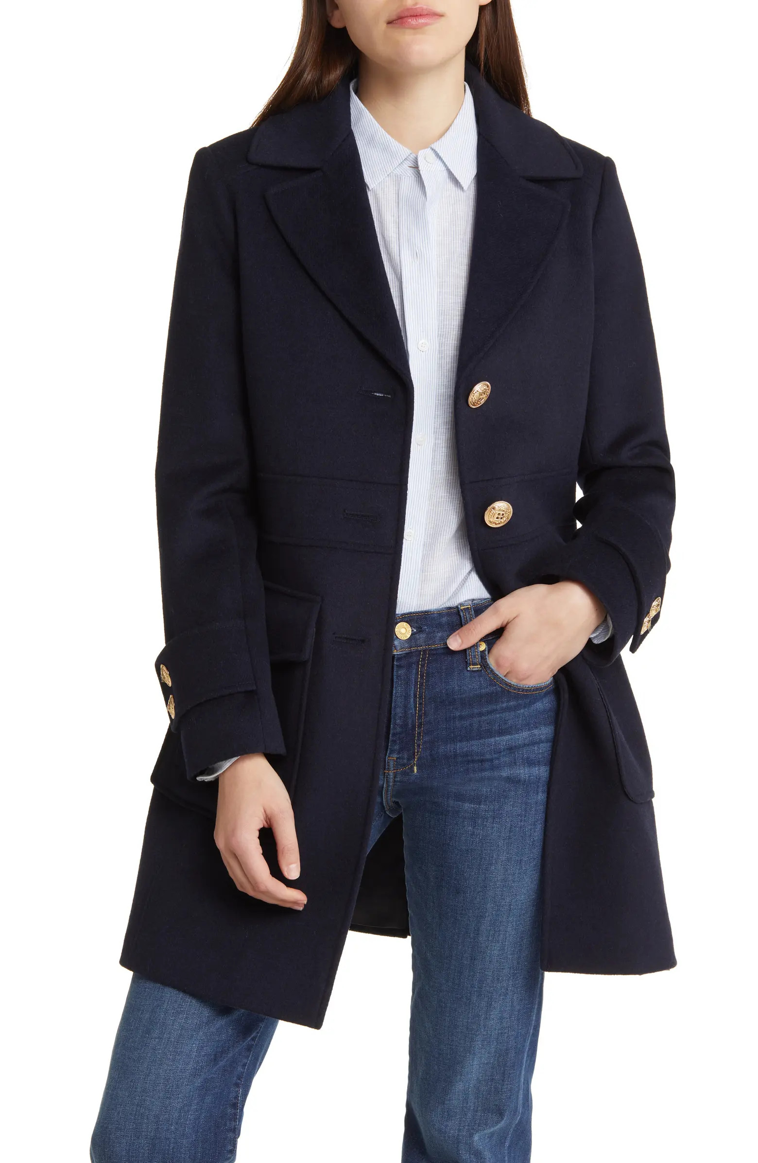 Sam Edelman Wool Blend Felt Martingale Coat | Nordstrom | Nordstrom