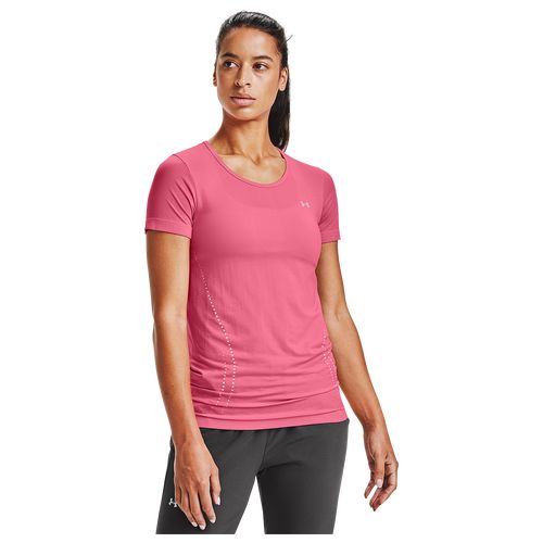 Under Armour Seamless T-Shirt - Women's - Pink Lemonade / White / Reflective Silver, Size S | Eastbay