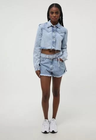 Short Jeans My Favorite Things com Cinto Azul | Dafiti (BR)