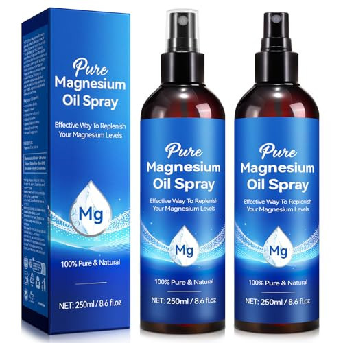 Magnesium Oil Spray 8.6Fl Oz, 2Pack Pure Magnesium Spray for Feet, Body and Skin, Topical Mg Oil, Easy to Absorb | Amazon (US)