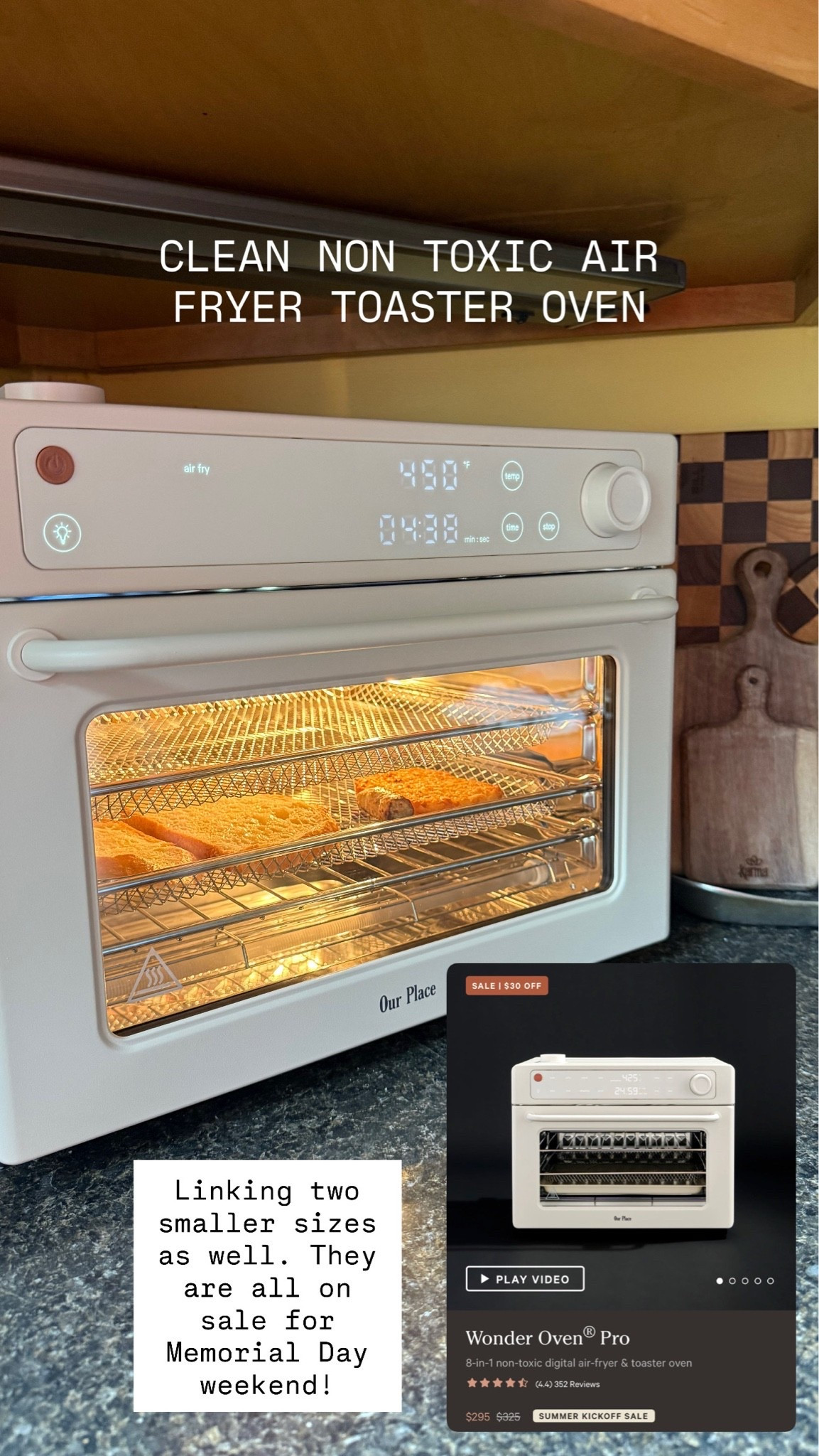 My new air fryer and I’m obsessed!! Clean non toxic, love the size of this big one! Also some smaller ones that look amazing too!