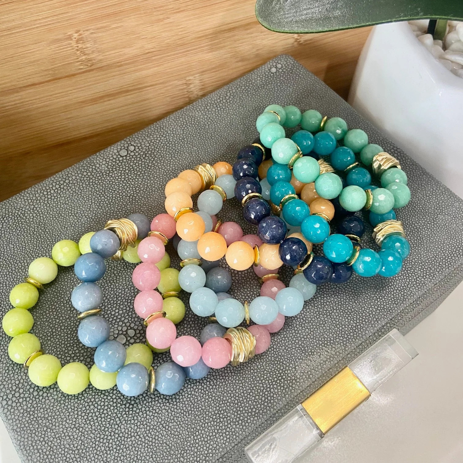 Happy Jade Bracelets, 8 Colors | Traci's Beads