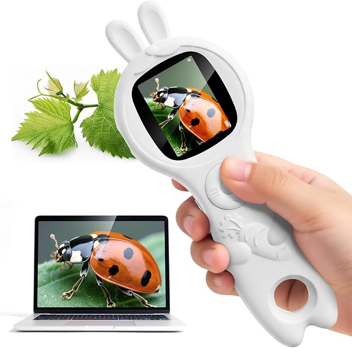 Easter Basket Stuffers,White Rabbit Shaped Handheld Microscope with Screen, STEM Educational Scie... | Amazon (US)