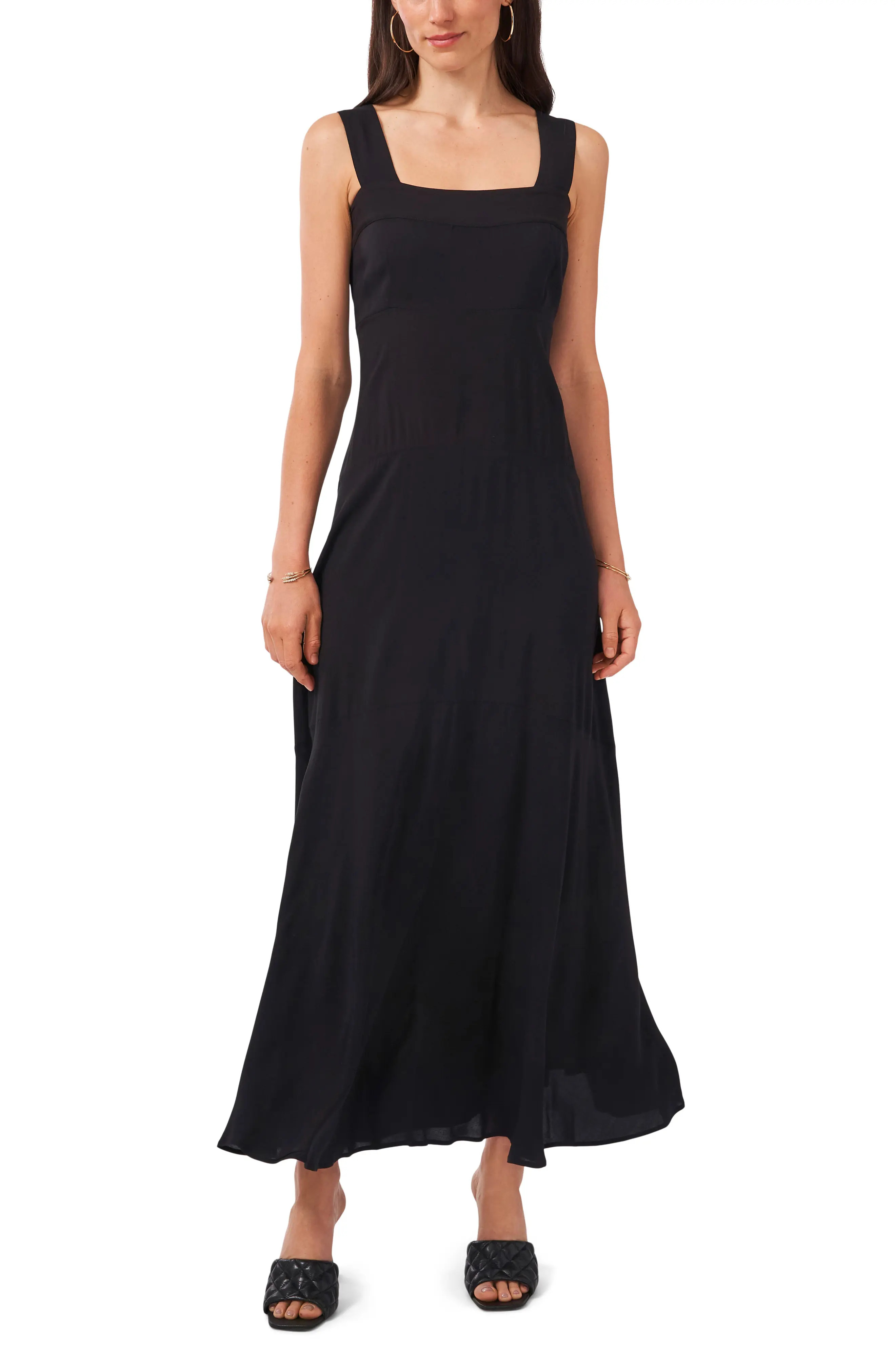 Vince Camuto Paneled Maxi Tank Dress in Rich Black at Nordstrom, Size X-Large | Nordstrom