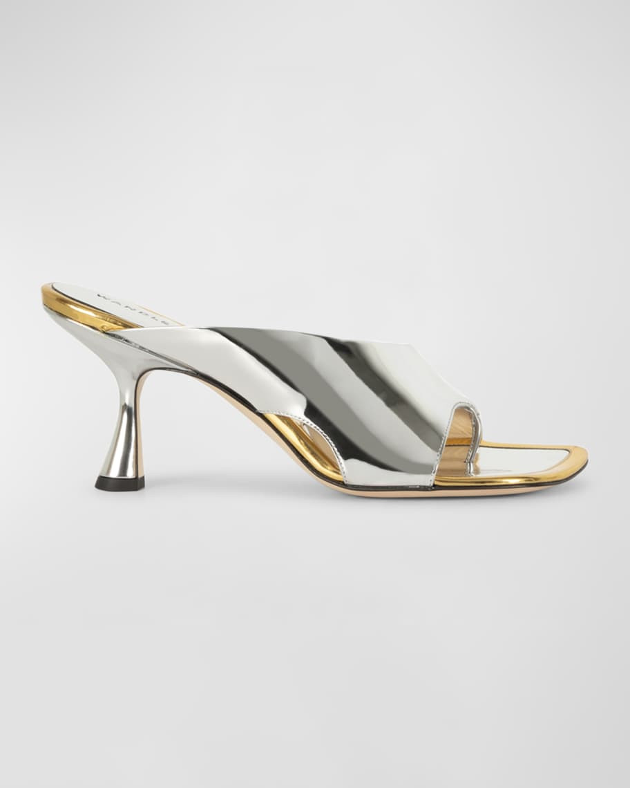 Julio Metallic Asymmetrical Mule Sandals | Neiman Marcus