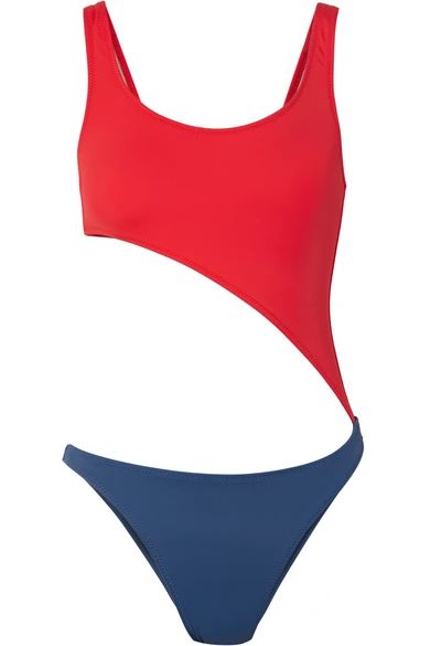Solid & Striped - The Jourdan Cutout Two-tone Swimsuit - Red | NET-A-PORTER (US)