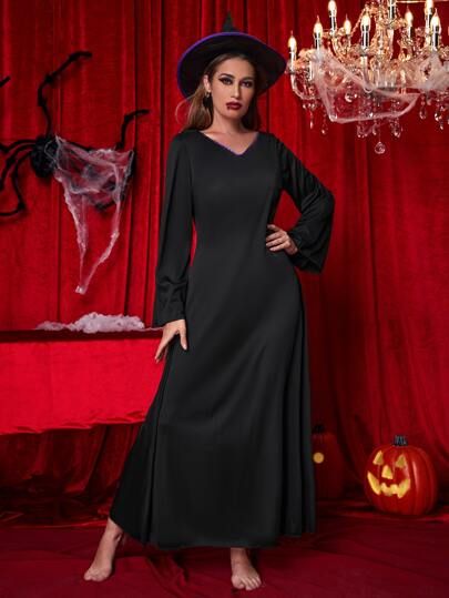 Halloween Witch Costume Dress With Hat | SHEIN
