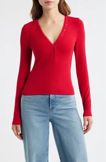 The Mesh Trim Rib Henley | Nordstrom