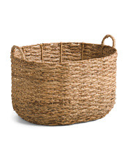 Hyacinth Oval Boat Shaped Storage Basket With Handles | TJ Maxx