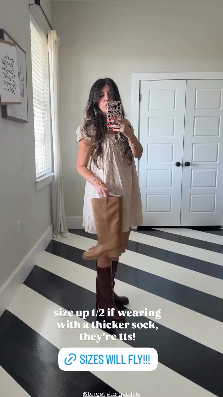 Dang it @Target , why you so cute!!! These look for less frye style fall boots sold out before the season last year & never restocked! They’re back in 3 colors! 
True to size but Size up half if wearing thick socks! 
Sized up several in sweater for an oversized look! 
 Xs in red skort skirt
 Xs in dress

Thanksgiving outfits, fall family photos, fall pics, fall outfits 

size up 1/2 if wearing with a thicker sock,  they’re tts! @target #targetstyle

#LTKmomlife #LTKSeasonal #LTKootd