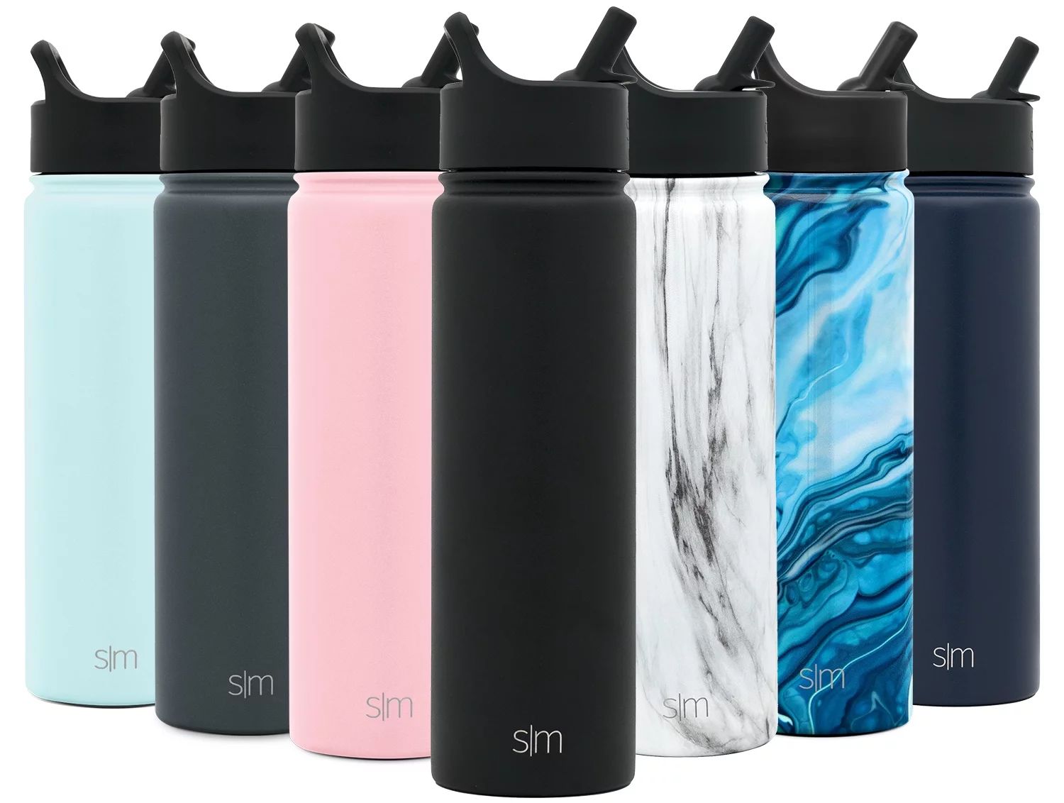 Simple Modern Summit 22 oz Midnight Black Insulated Stainless Steel Water Bottle with Straw and W... | Walmart (US)