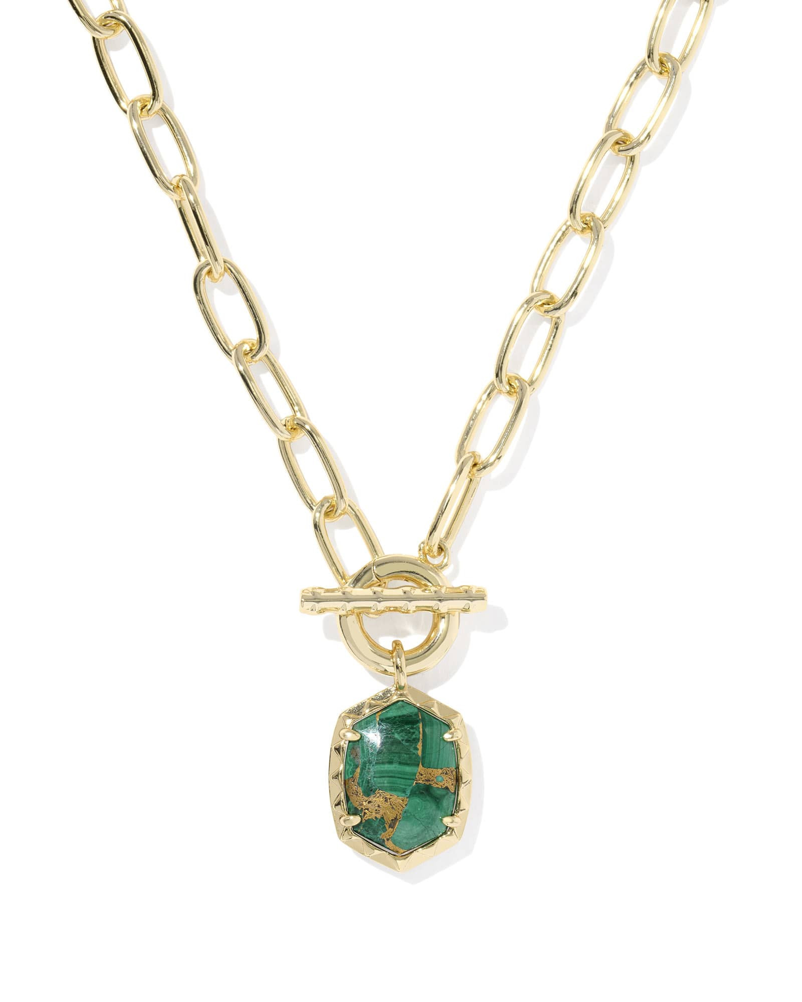 Kendra Scott Daphne Gold Link and Chain Necklace | Malachite/Metal | Kendra Scott