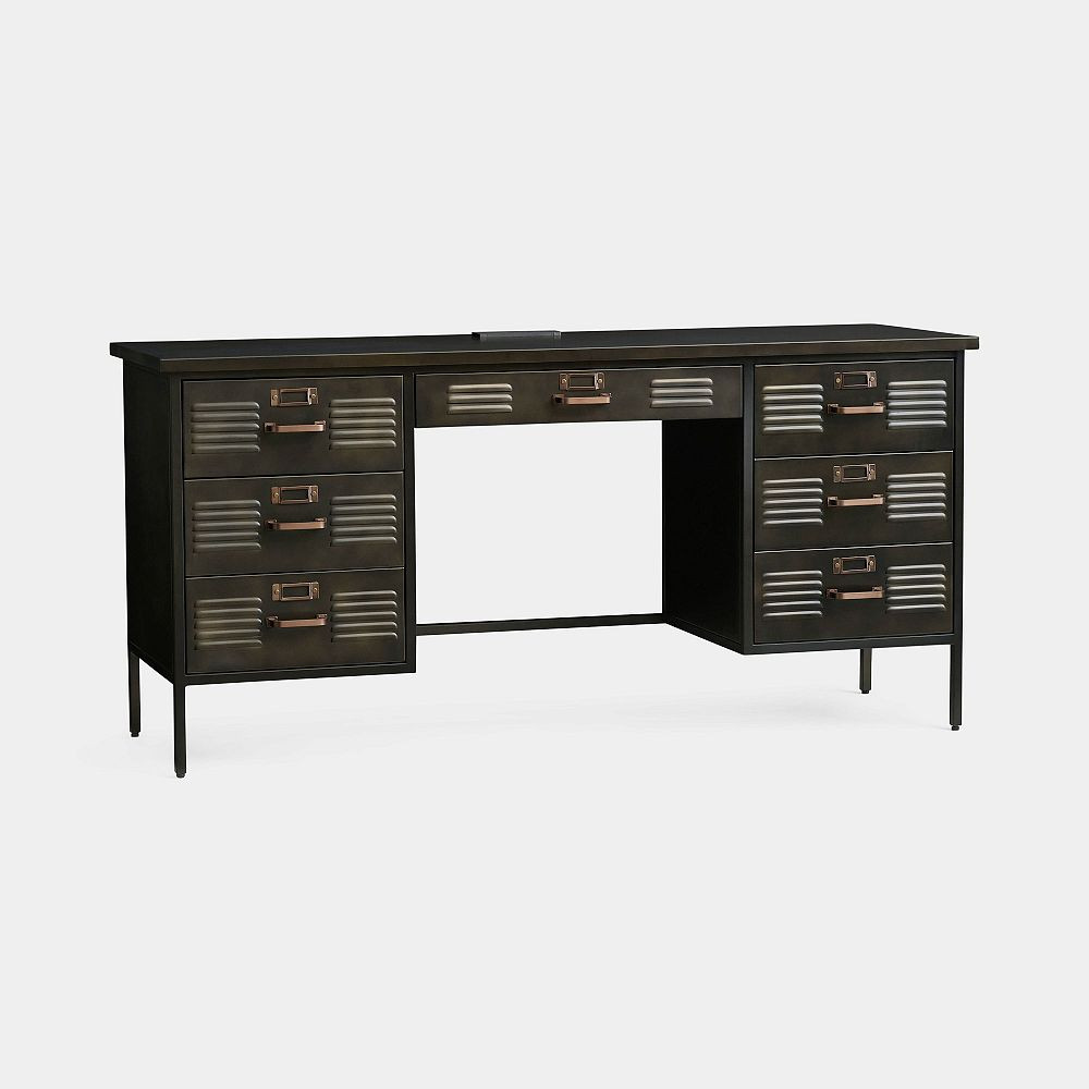 Locker Double Pedestal Smart Storage Desk (64"x20.5") | Pottery Barn Teen