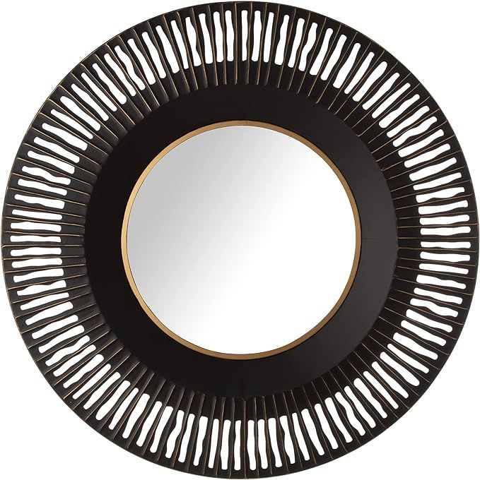 Glitzhome Decorative Metal Round Wall Mirror Vintage Industrial Style with Wavy Curves Design for... | Amazon (US)