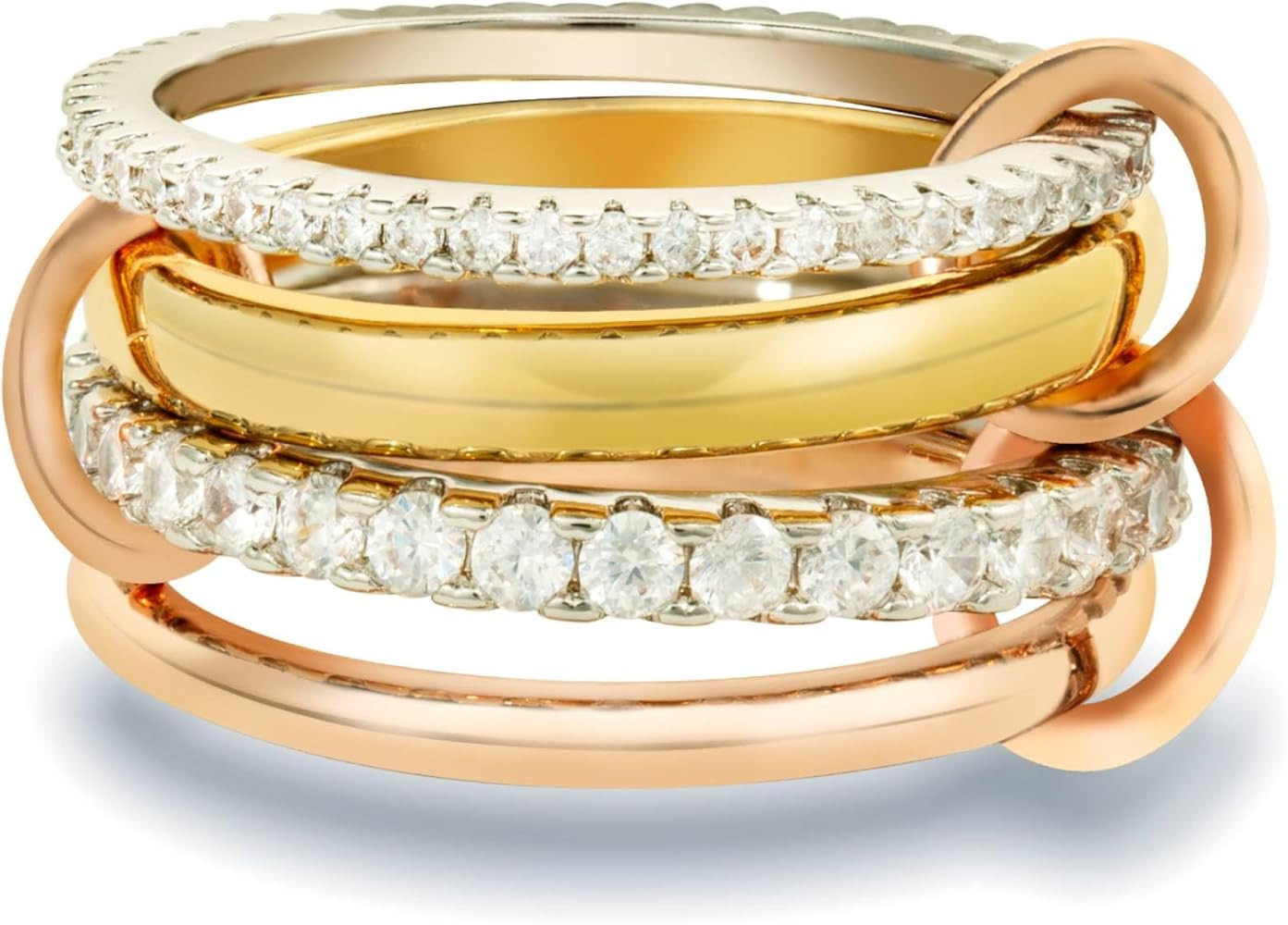 Gold Stackable Rings for Women Non Tarnish, Dainty Stackable CZ Cubic Zirconia 18k Gold Plated Ri... | Amazon (US)