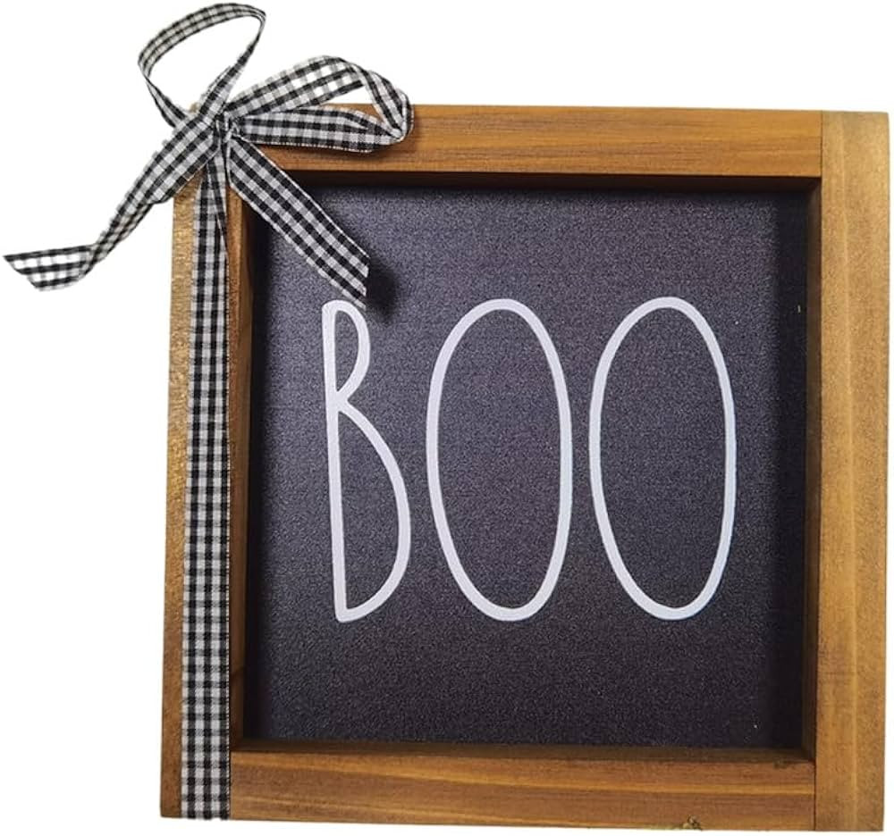 Boo Sign, Halloween Wooden Signs Boo Table Decorations Halloween Home Decor Indoor Tiered Tray De... | Amazon (US)
