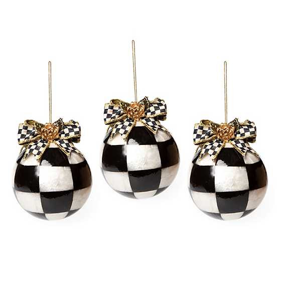 Farmhouse Check Capiz Ornaments - Set of 3 | MacKenzie-Childs