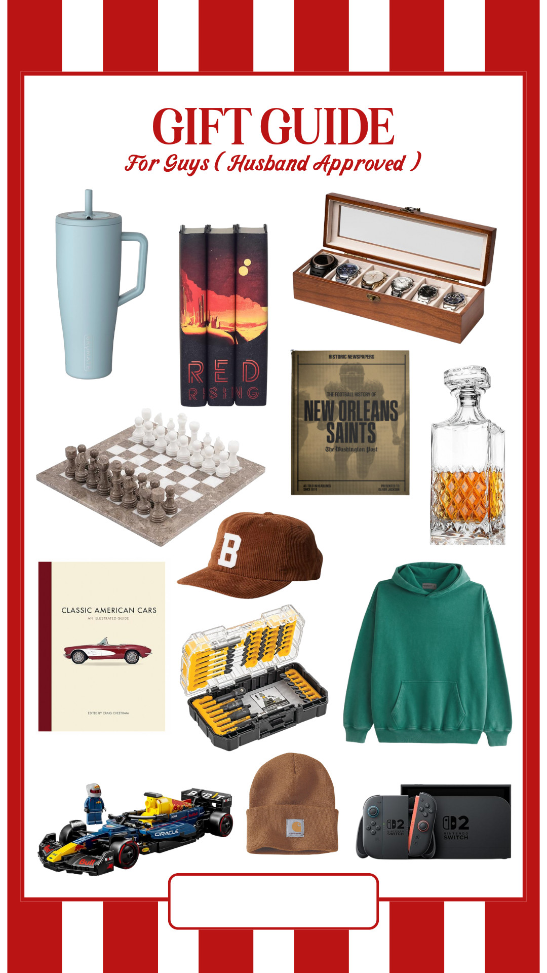 Gift guide for men made by my husband! You can never go wrong with something that has to do with his favorite sports team (vintage sweatshirts, coffee table books). I love getting John nice clothes or decor for his office (marble chess sets are so nice) 

 #LTKGiftGuide #LTKHoliday #LTKMens