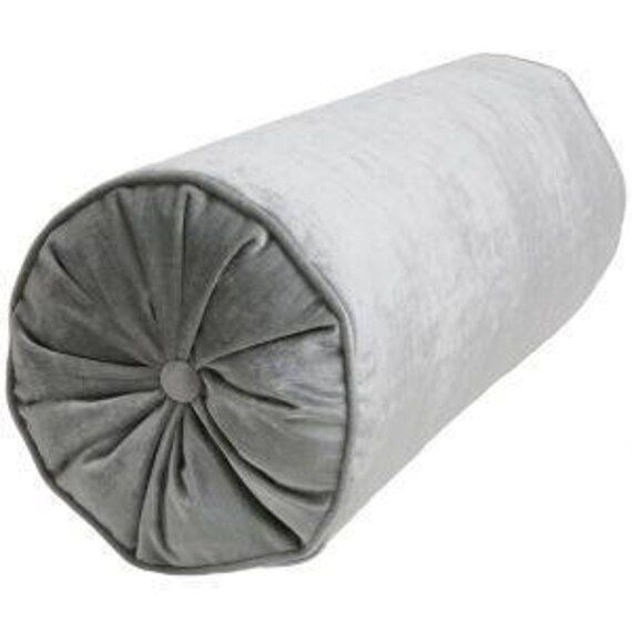 Bolster designer velvet grey Pillow Cover All Size Available cushion button tufted side lumbar pi... | Etsy (US)