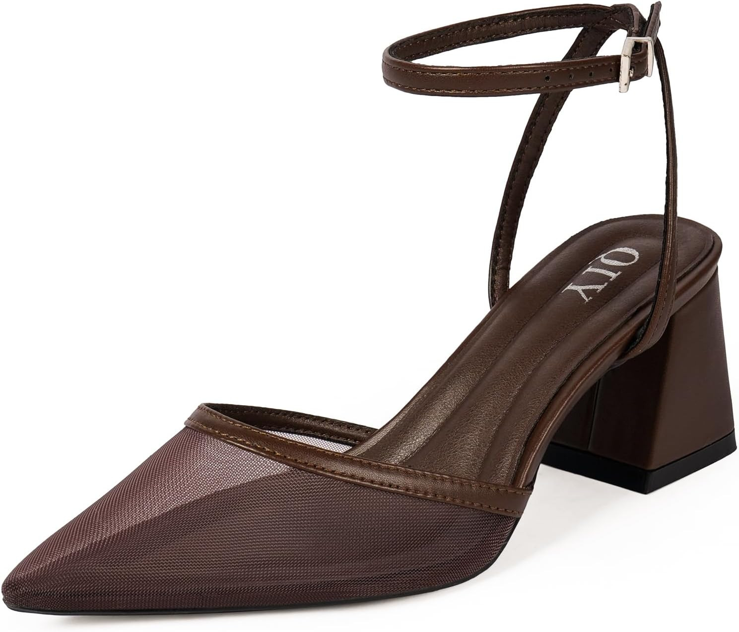 QIY Closed Toe Heels for Women Pumps Chunky Heel Strappy Sandals | Amazon (US)