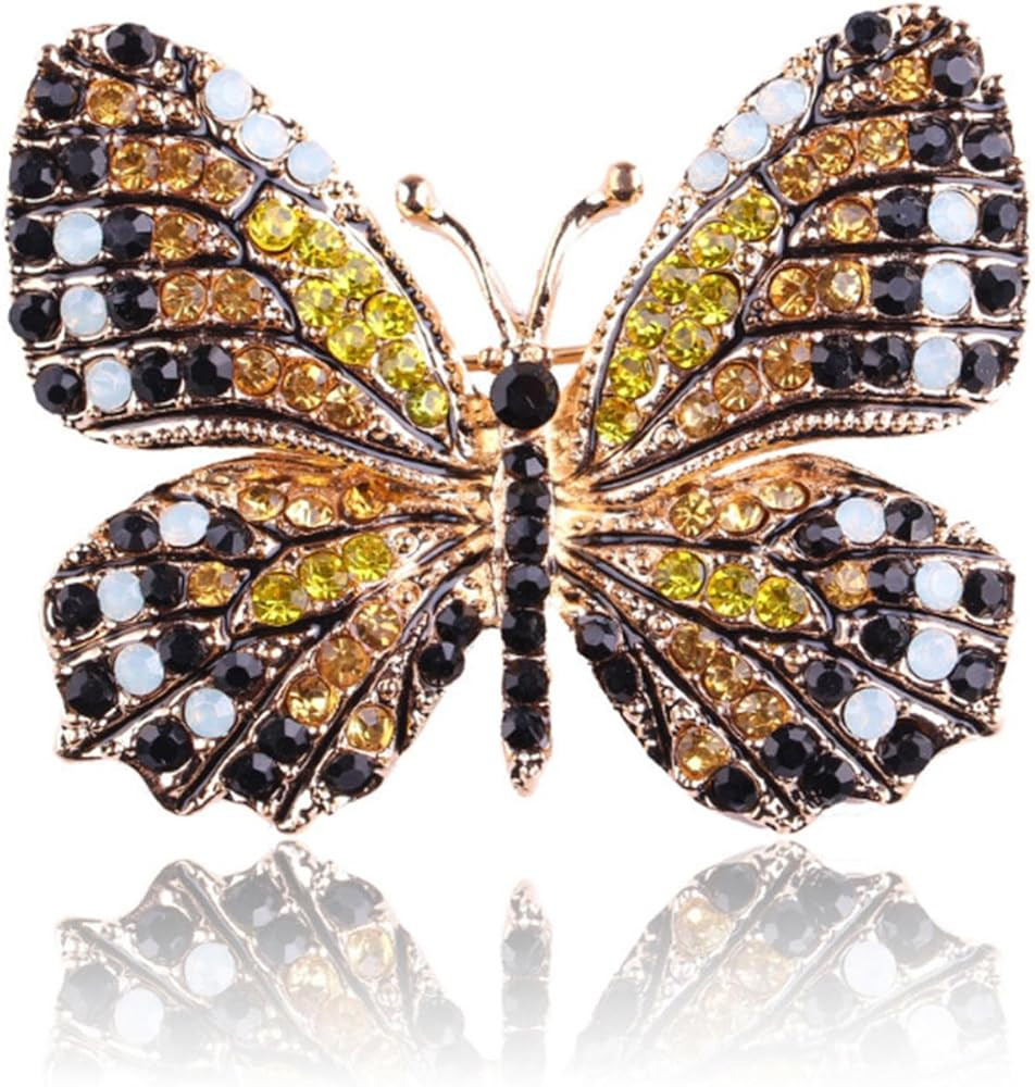 Delicate Butterfly Rhinestone Brooch Pin - Glittering Crystal Butterfly Brooch Pin for Women and ... | Amazon (US)