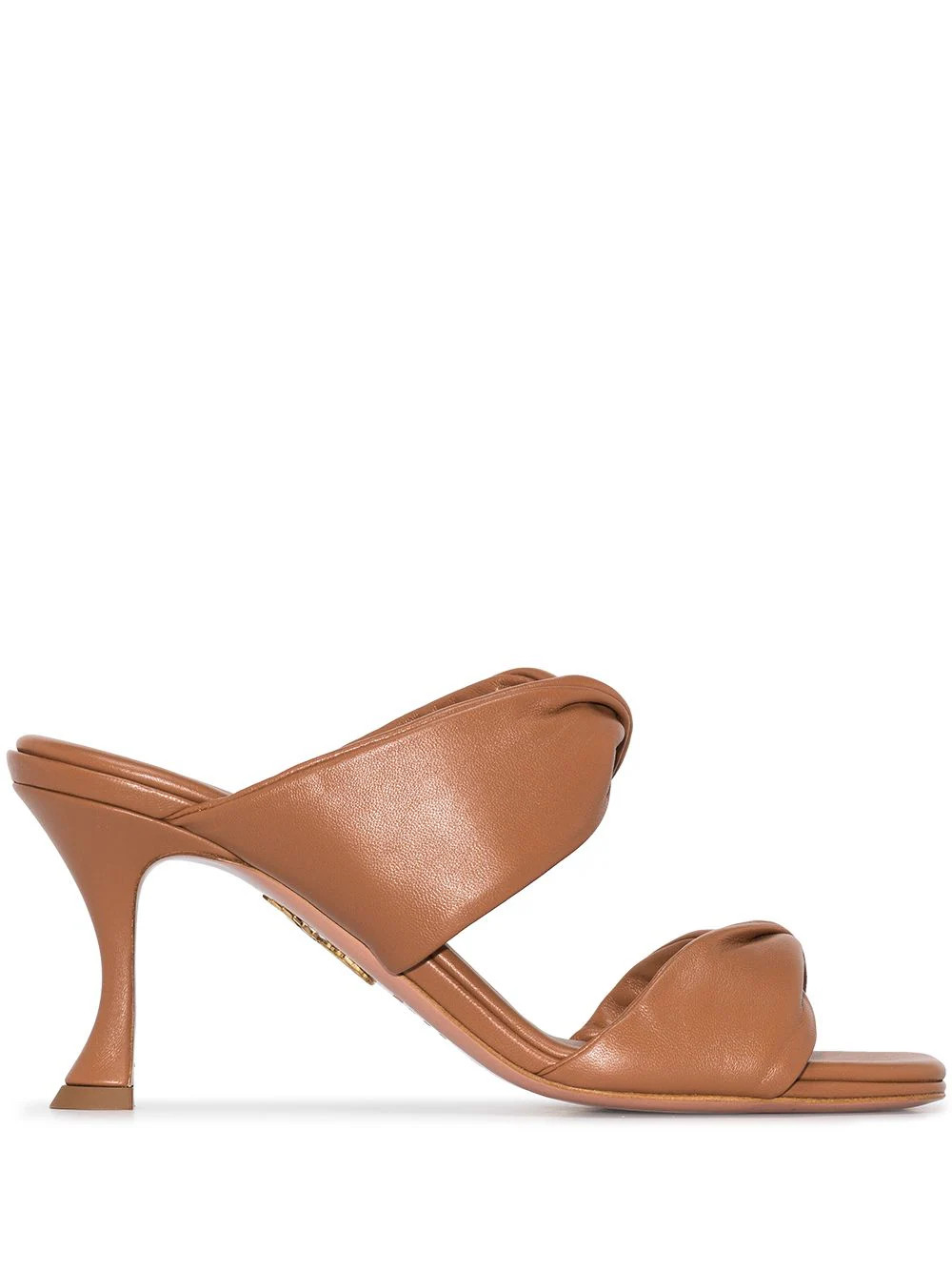 Aquazzura Twist 75mm Leather Mules | Brown | FARFETCH UK | Farfetch Global