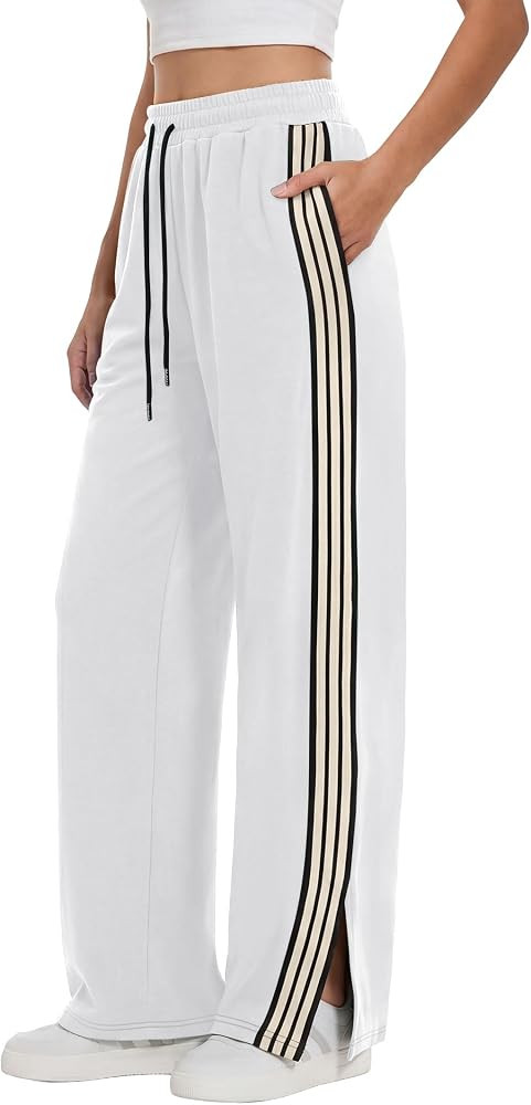 ANRABESS Women's Sweatpants Wide Leg Striped Track Pants | Amazon (US)