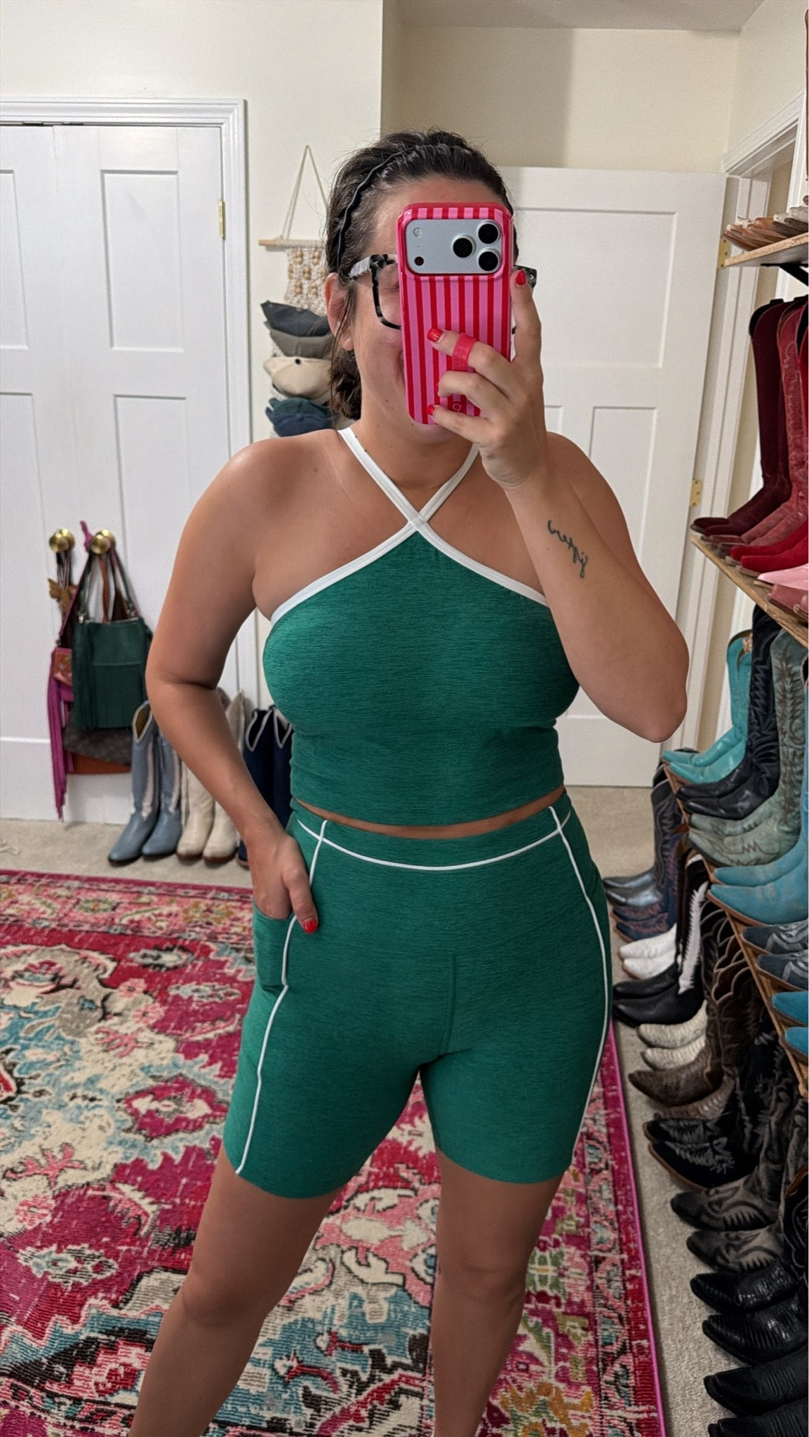 Walmart look for less set work outfit biker shorts and top wearing a medium  both under $15

#LTKgrwm #LTKfitnessgoals #LTKActive