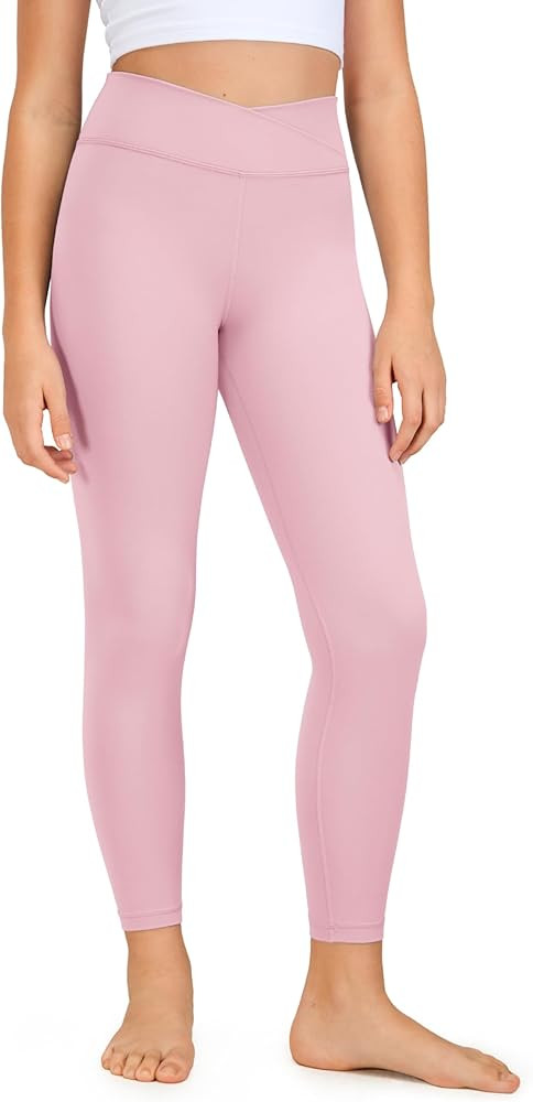 CRZ YOGA Girls Butterluxe Crossover Athletic Leggings - High Waist V Cross Kids Lounge Pants Yoga... | Amazon (US)