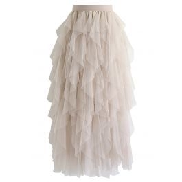 The Clever Illusions Mesh Skirt in Cream | Chicwish