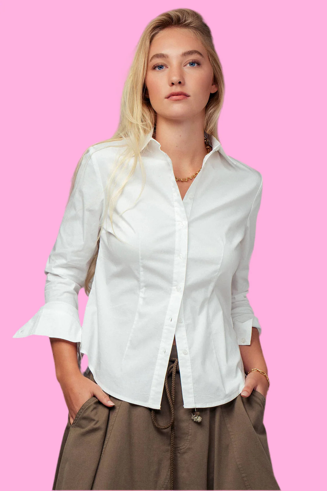 Tailored Button-Down Shirt Top | Teggy French