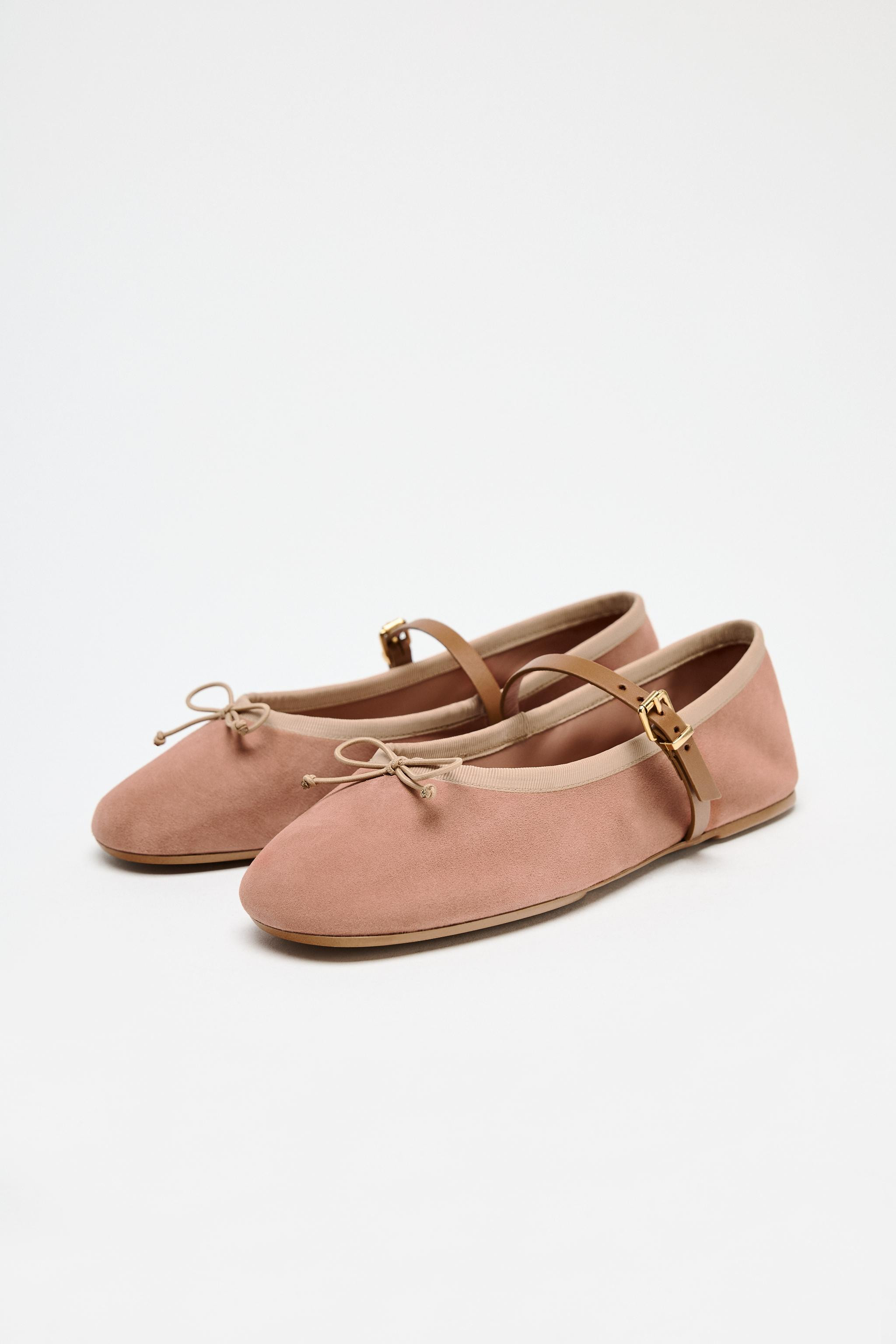SUEDE BALLERINAS WITH STRAP | Zara UK
