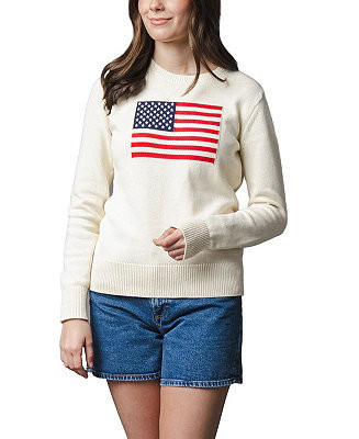Hope & Henry Women's Hope and Henry Organic Crew Neck Flag Sweater - Macy's | Macy's