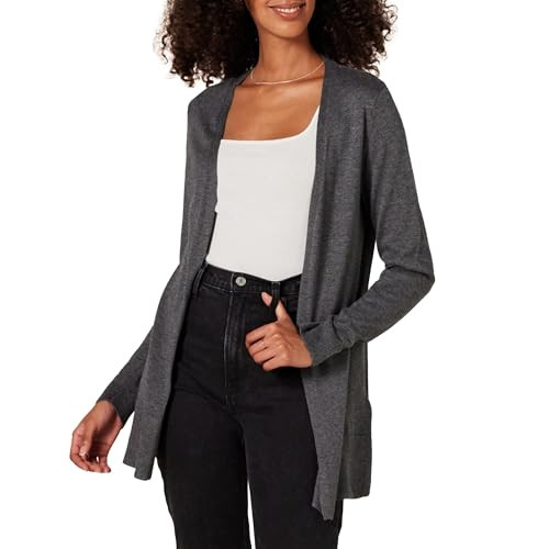 Amazon Essentials Women's Lightweight Long Sleeve Open-Front Cardigan Sweater (Available in Plus Size), Charcoal Heather, 4X | Amazon (US)