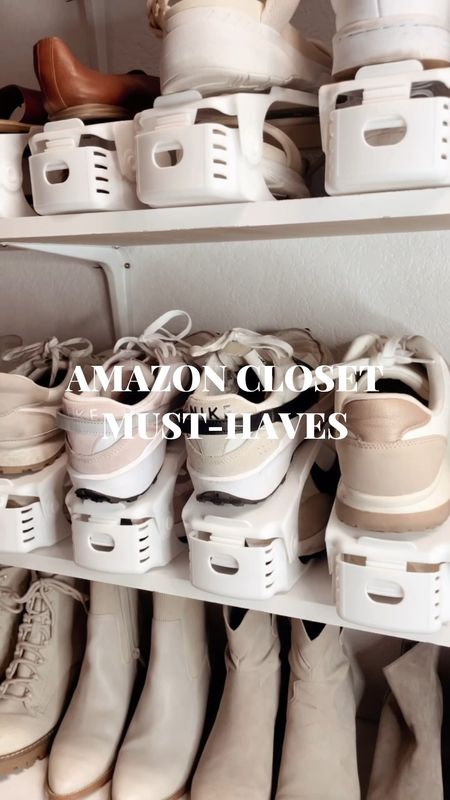 Amazon must haves for organizing your closet. The shoe stackers double your space. The acrylic shelves allowed me to utilize my shelves for stacking tees, purses and more. And the hanger connectors are amazing for hanging sets together 



#LTKSeasonal #LTKhome #LTKFind