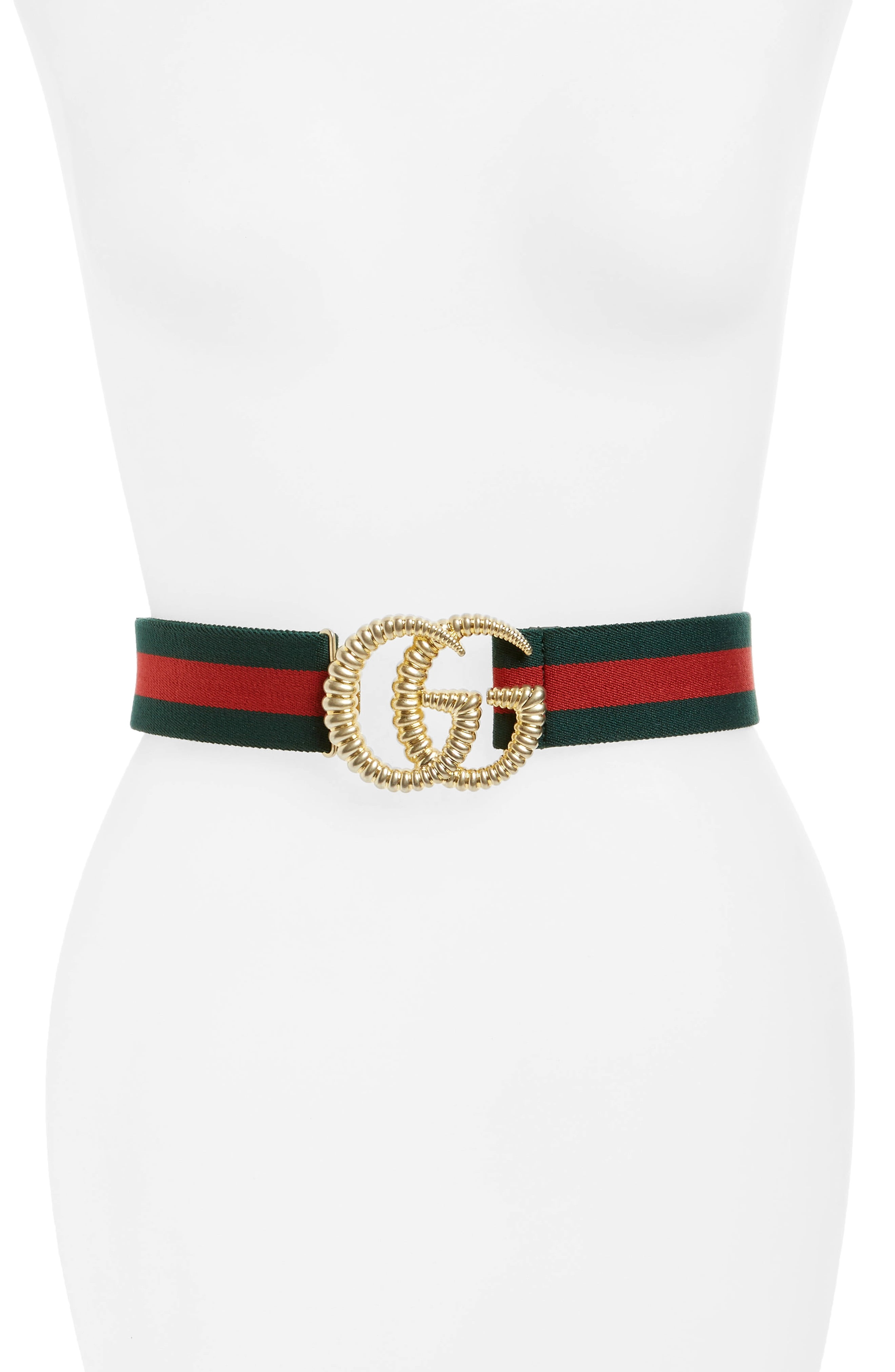 Logo Buckle Stripe Webbed Belt | Nordstrom