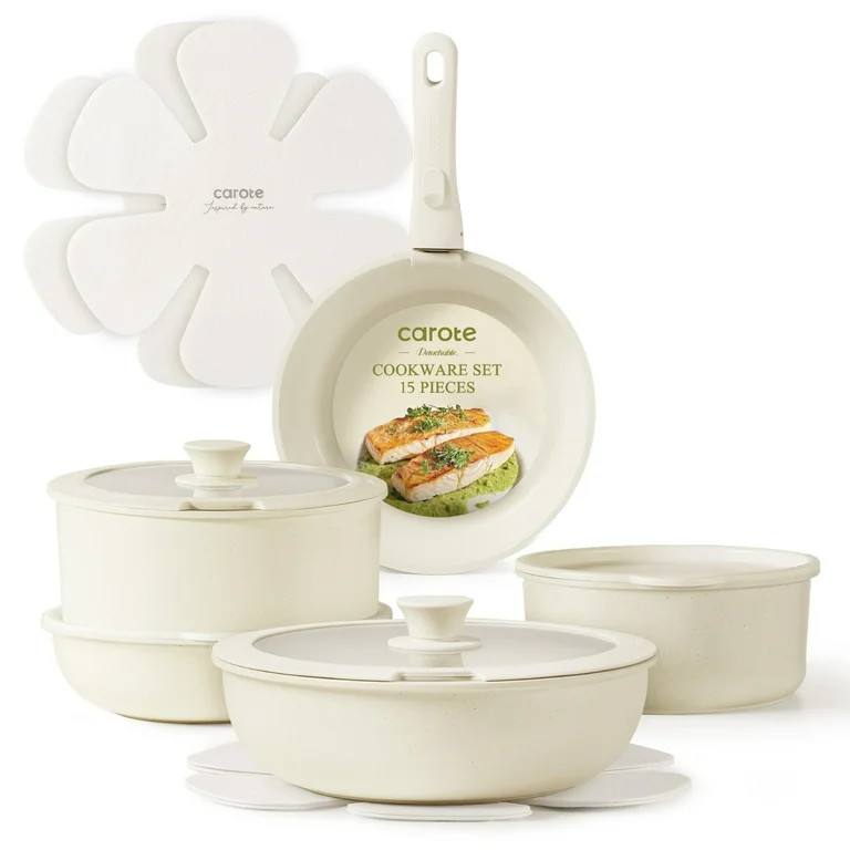 Carote 15 Pcs Non Stick Pots and Pans, Nonstick Cookware Set Detachable Handle, Induction Cookwar... | Walmart (US)