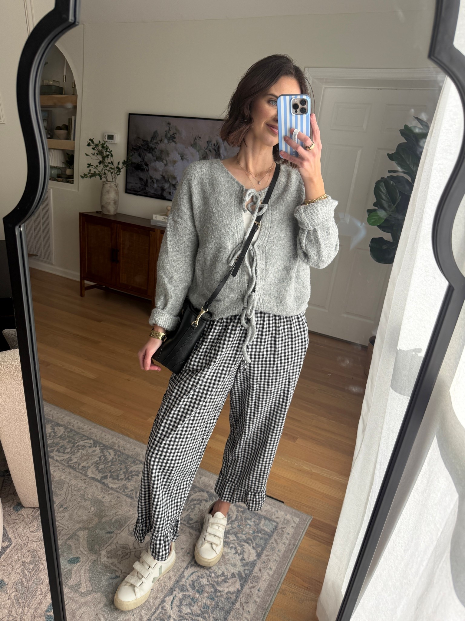 Tie sweater : wearing s
Nursing tank : wearing s
Plaid pants // ruffle pants : wearing m 

Casual outfit // mom style // nursing friendly 

#LTKSeasonal #LTKootd #LTKgrwm