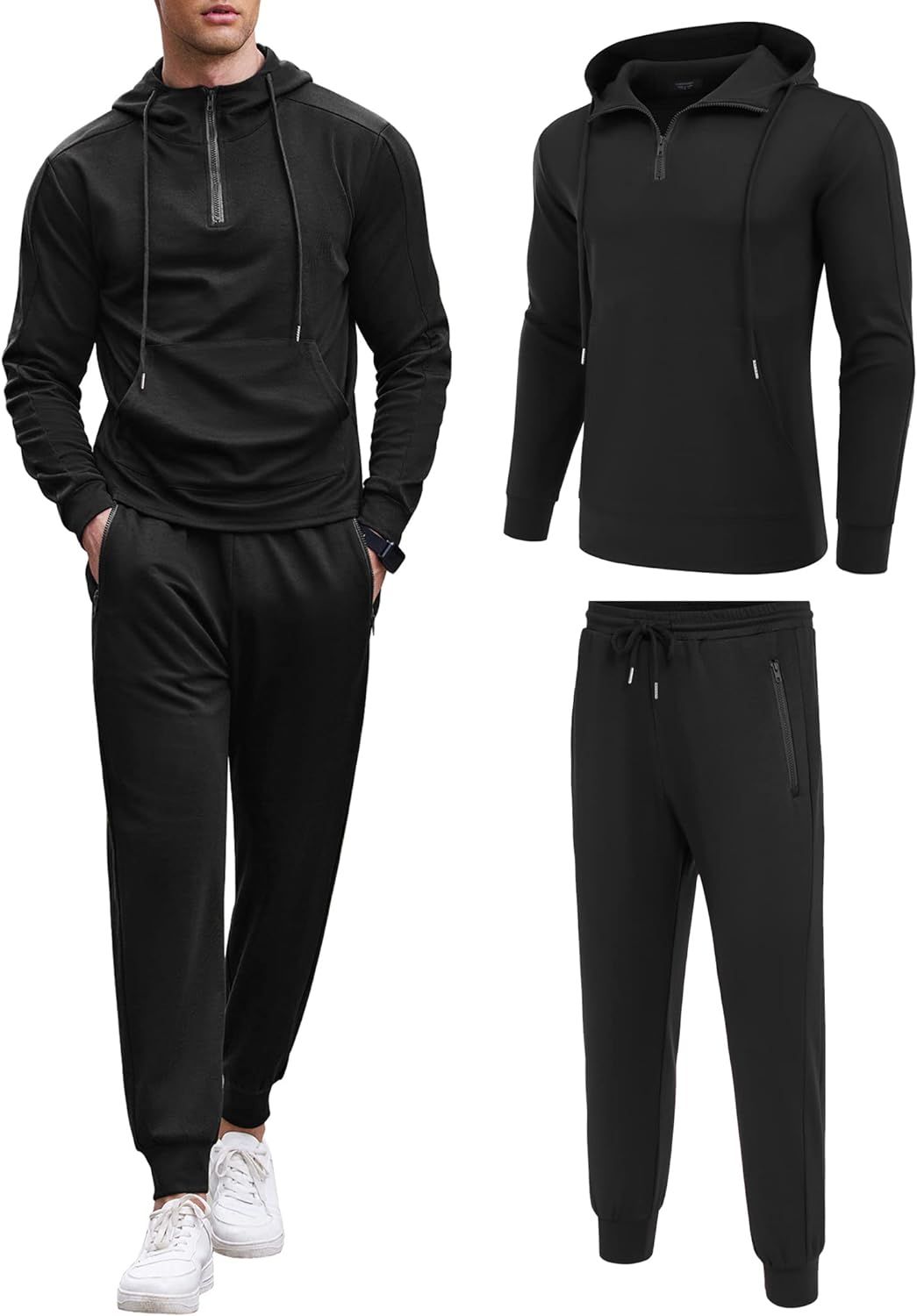 COOFANDY Men's Tracksuit 2 Piece Sweatsuits Quarter Zip Hoodie and Sweatpants Set Casual Sports J... | Amazon (US)