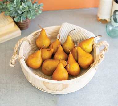 Paulownia Round Wooden Bowl with Rope Handles | Pottery Barn (US)