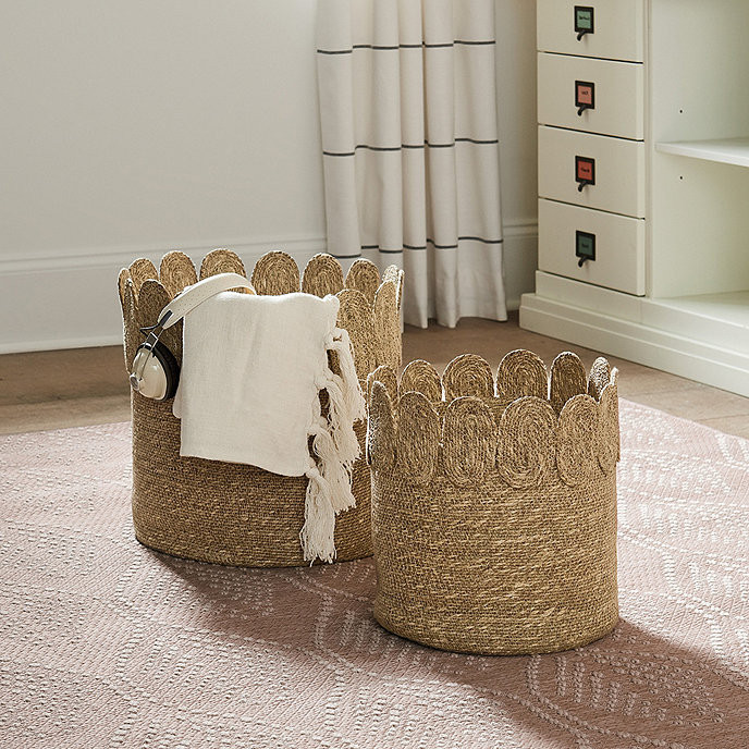 Scalloped Woven Seagrass Baskets Set of 2 | Ballard Designs, Inc.