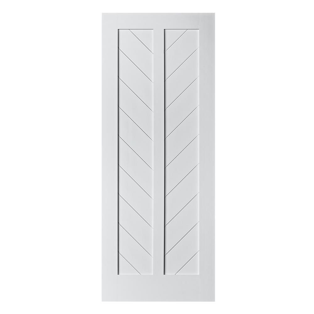 Colonial Elegance 33 in. x 84 in. Chevron MDF Primed White Interior Barn Door Slab-RDCHV-33-ECOM ... | The Home Depot