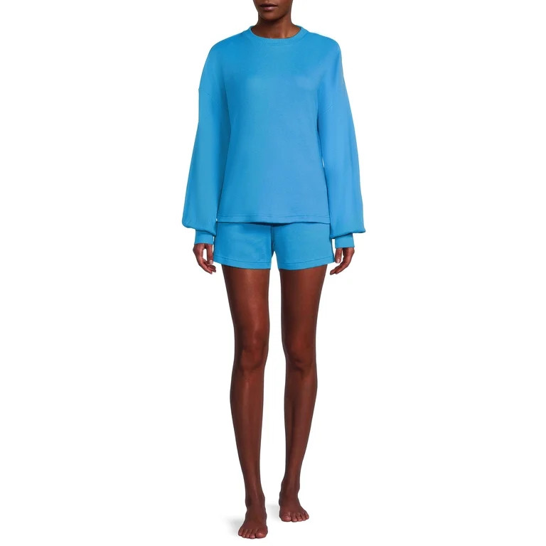 Lissome Women’s Balloon Sleeve Waffle Knit Lounge Set, 2-Piece | Walmart (US)