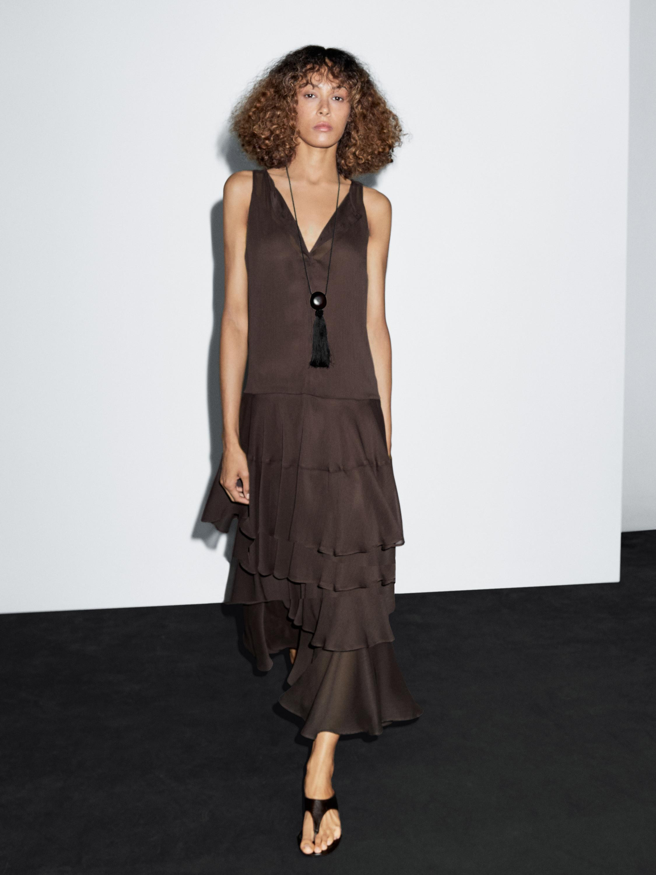 Long flowing dress with ruffles | Massimo Dutti UK
