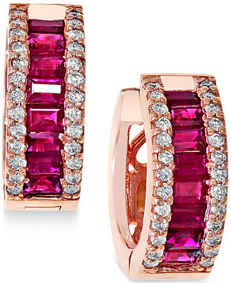 EFFY® Ruby (1-1/2 ct. t.w.) and Diamond (3/8 ct. t.w.) Earrings in 14k Rose Gold (Also available... | Macy's