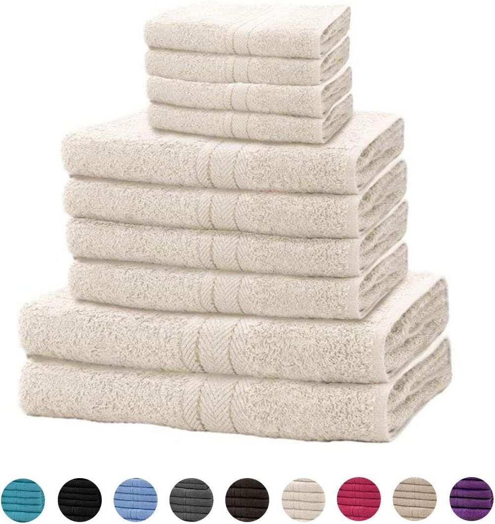 Lions Towels 10 Piece Bale Set - 4 Face 4 Hand 2 Bath Towel - 100% Cotton 450 GSM (Cream) | Amazon (UK)