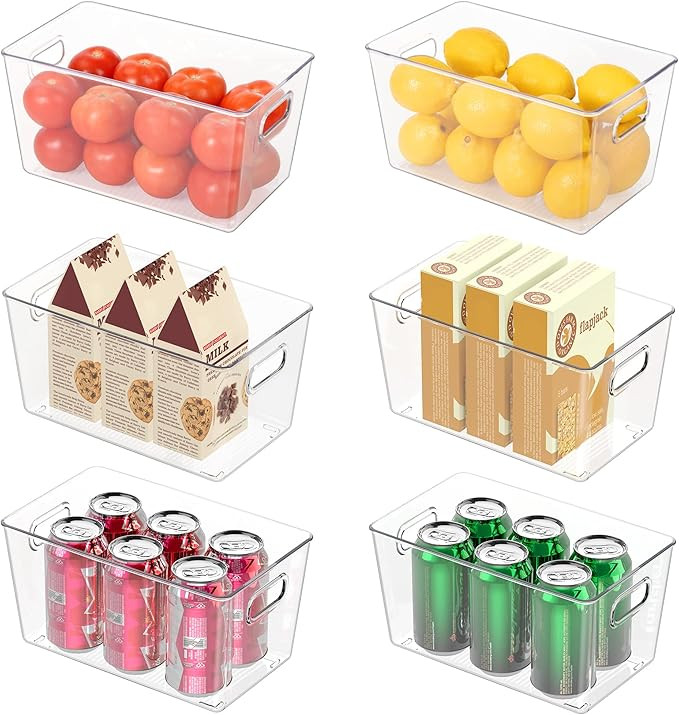 SMARTAKE Refrigerator Organizer Bins, 6-Pack Food Storage Bins, Clear Plastic Soda Can Organizer ... | Amazon (US)