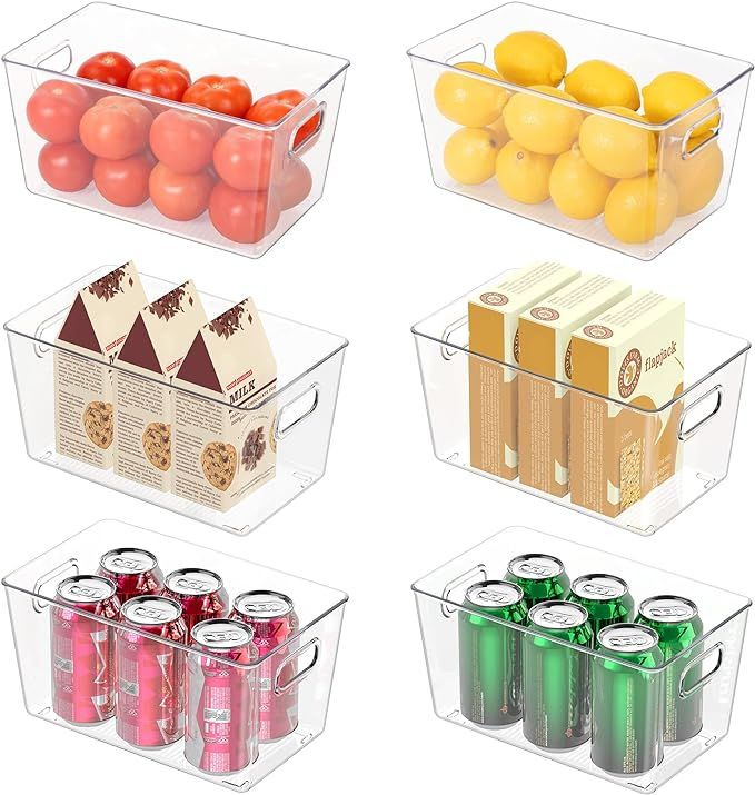 SMARTAKE Refrigerator Organizer Bins, 6-Pack Food Storage Bins, Clear Plastic Soda Can Organizer ... | Amazon (US)
