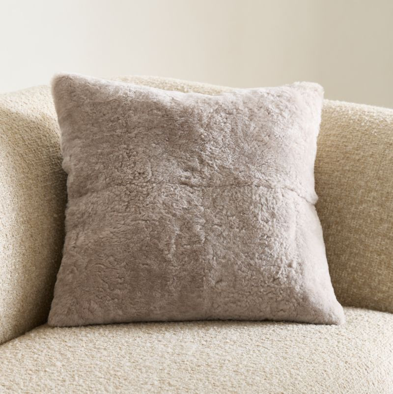 Malmo Shearling 20""x20"" Clay Taupe Throw Pillow Cover | Crate & Barrel