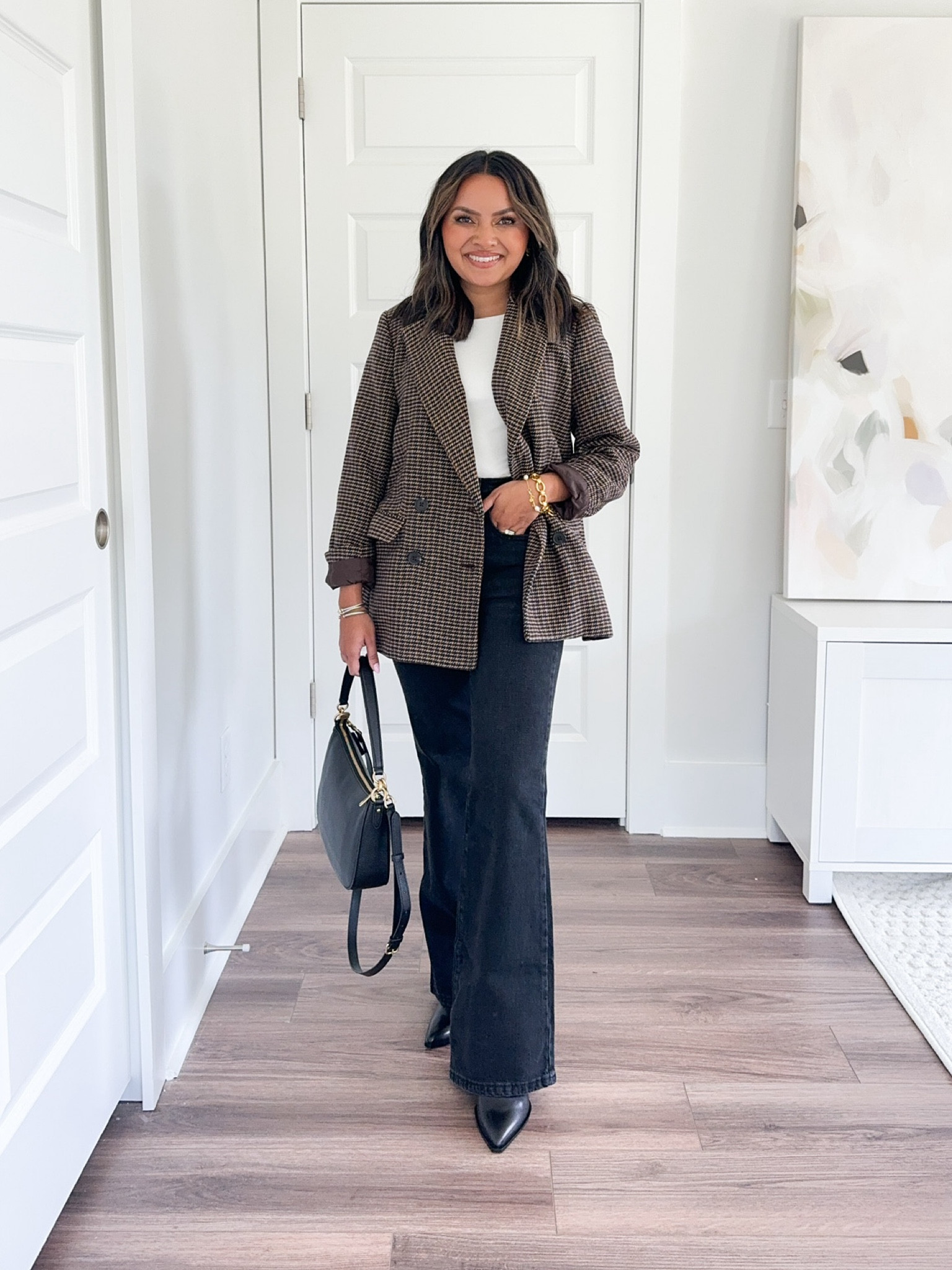 50% off ends 10/23

Brown plaid blazer size xs petite - oversized fit 
White long sleeve tee size - xs petite TTS 
Black jeans size - 2 short - runs small in the waist, I’d size up a size! 
Black booties size 6 - usually a size 5.5 but sized up a half size and these fit perfectly

Fall outfit 
Fall style 
Back to school
 Teacher outfit 
Workwear
 Fall ootd 

Honey sweet petite Honeysweetpetite

#LTKSaleAlert #LTKStyleTip #LTKSeasonal